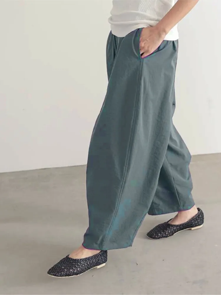

New pantalones Style Spring Summer Wide Leg Pants Women's Loose Pure Color Slimming Versatile Casual Long pant Lantern Pants