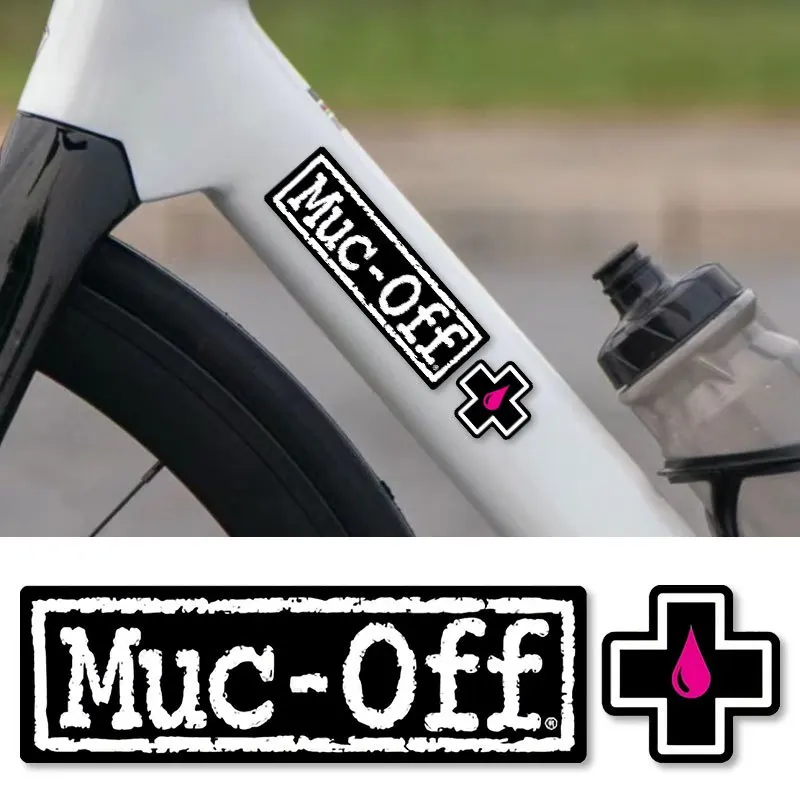 Adesivo de Vinil para Bicicleta MUC-OFF, Resistente a Arranhões e Protegido contra UV, Texto Preto e Branco com Cruz Rosa, Acessório para Bicicleta MTB