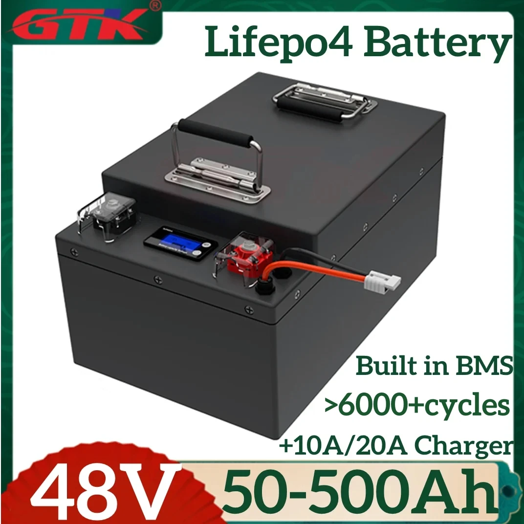 GTK 48V 100Ah Lifepo4 Battery 50Ah 150Ah 200Ah 250Ah 300Ah 400Ah 500Ah for 5KW 10KW Inverter Solar Photovoltaic System Off-Grid