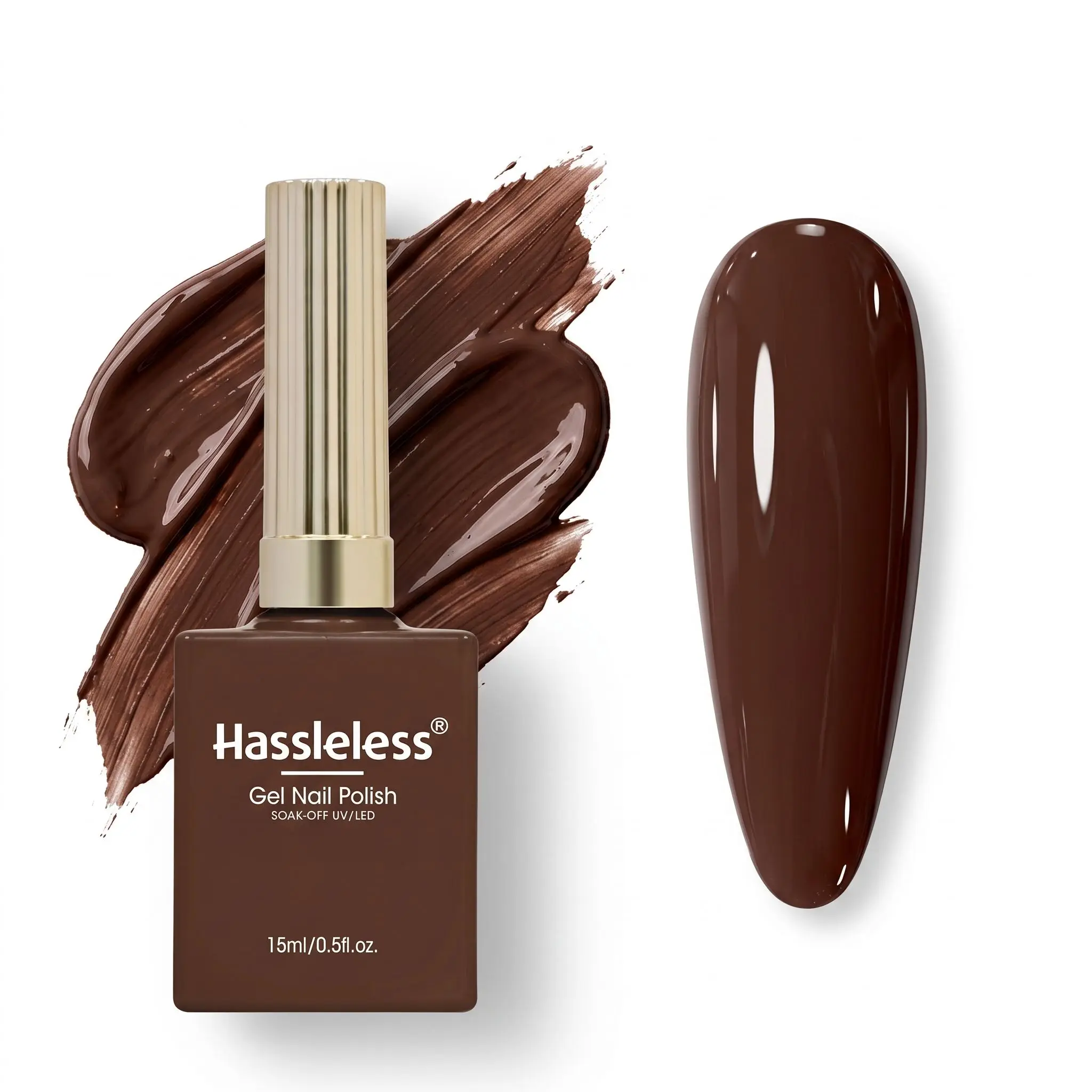 Hassleelss 1 Stück Gel-Nagellack 0,5 Unzen, braune Serie, geeignet für Salon- oder Heimmaniküren. – Detail 6