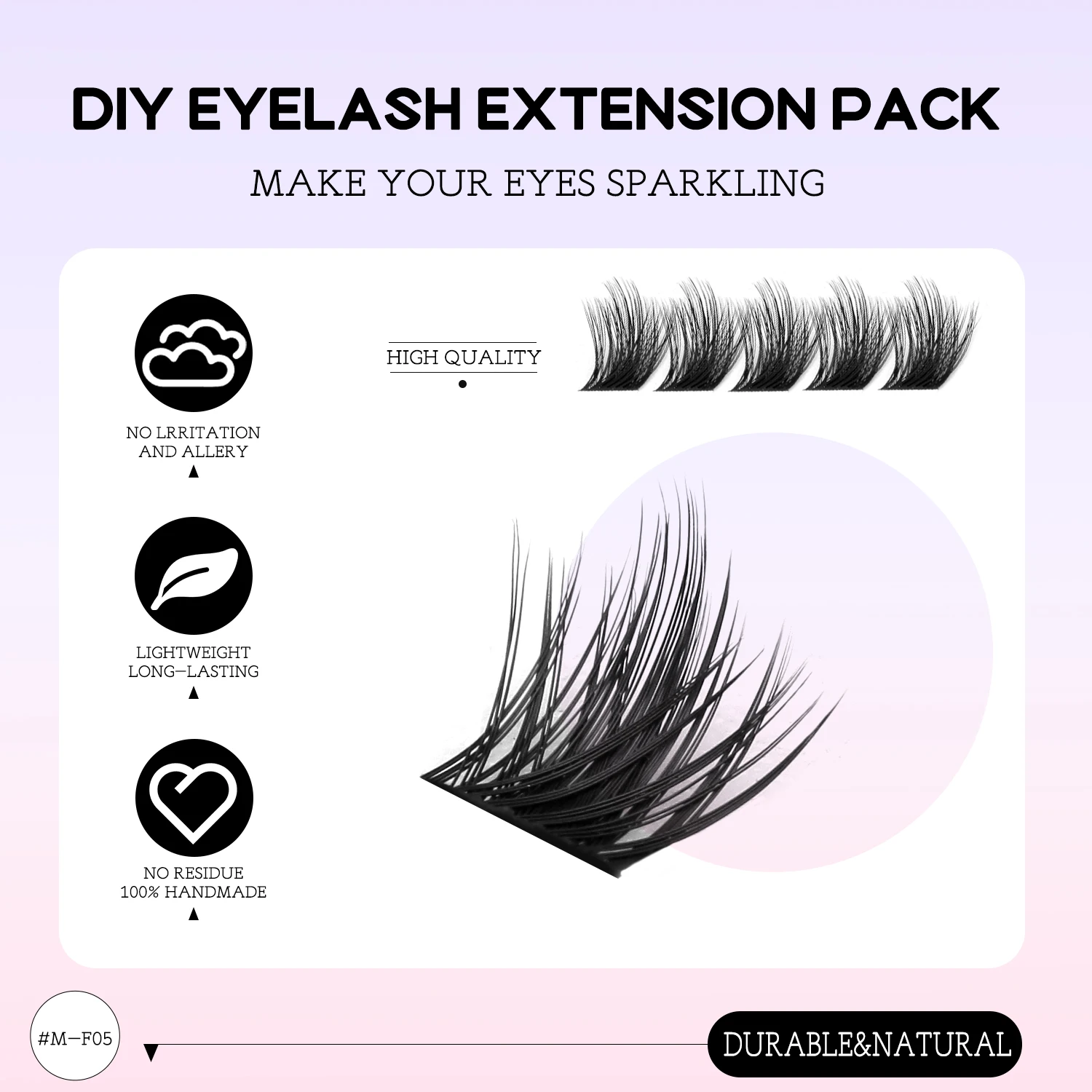 ​ GROINNEYA ​ ​   Soffici kit per ciglia a grappolo fai-da-te Ciglia individuali Estensione ciglia duratura Colla e guarnizione per ciglia ​ ​   Strumenti Trucco facile