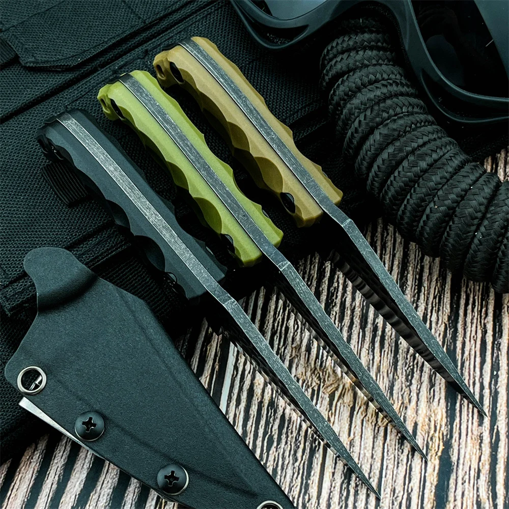 3 verschiedene Arten von feststehenden Messern mit Scheide, 8Cr13Mov Klinge, Nylonfasergriff, robustes Outdoor-Campingmesser, Wandermesser – Detail 4