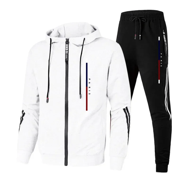 

2025 New Men's Hoodie & Joggers Set, Autumn Winter Fleece Sportswear, Comfortable Outdoor Training Suit, Casual Streetwear Two-P