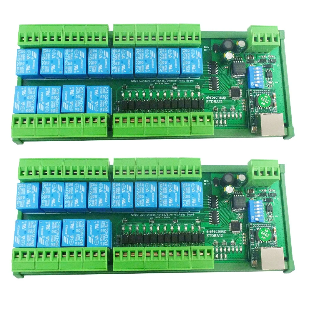 

2PCS 12V/24V 12 DIO Network/RS485 Relay Modbus RTU TCP/IP Controller ETD8A12