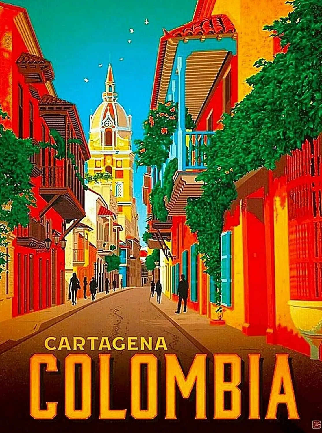 Metal Sign Wall Plaque Cartagena Colombia South America Vintage Travel Art Advertisement Art Decor House Home Tin Signs 8X12 Inc