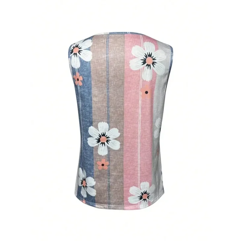 Плюс размер новые женские топы на бретелях с 3D принтом женские повседневные элегантные жилеты с круглым вырезом с открытыми плечами без рукавов камзол