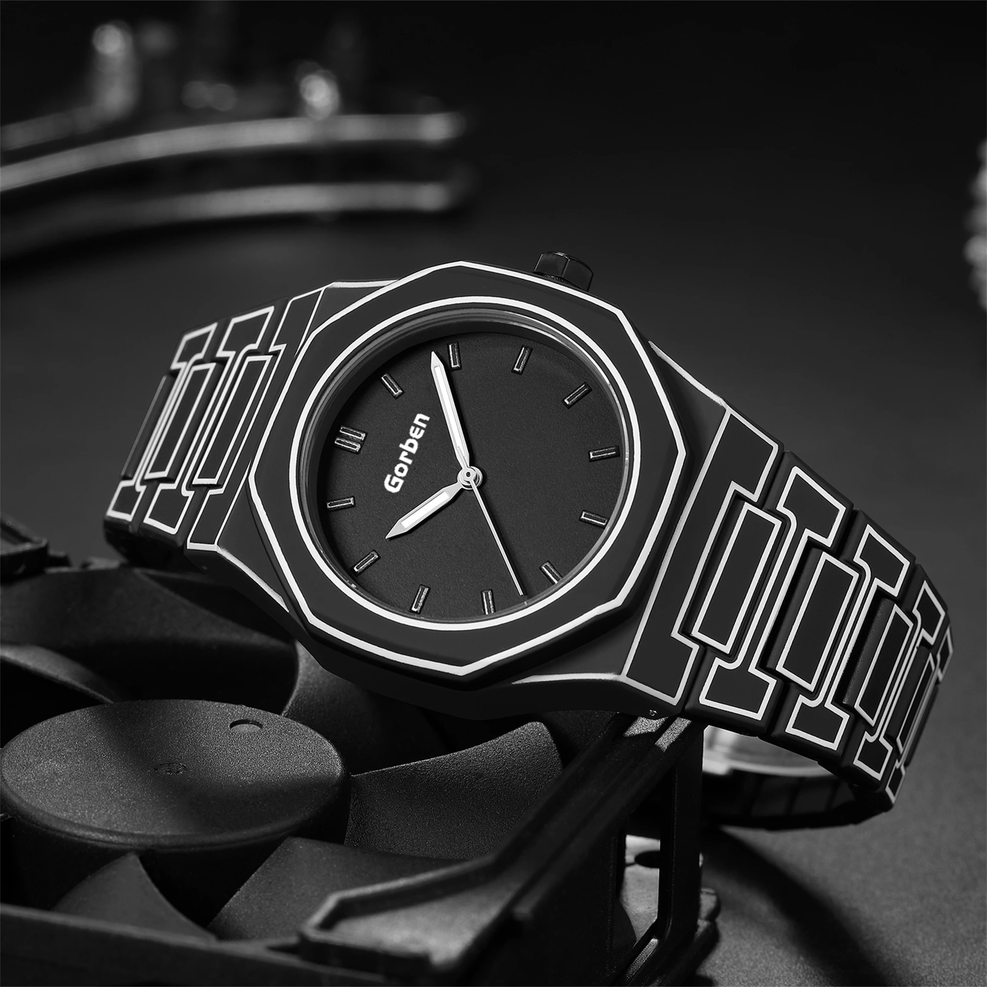 2025 Factory Direct Selling Light Cartoon Case Black Men's Watch Classic Minimalist Strap Men's Quartz Watch Fashion Style Clock