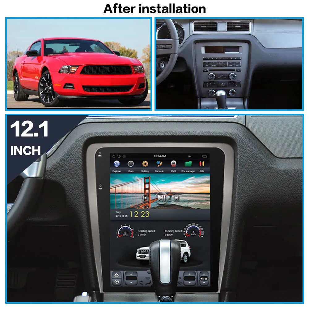 

Автомобильная магнитола 12,1 дюймов Android для Ford Mustang 2010-2014, автомагнитола, автомобильная аудиосистема, мультимедийный плеер, стерео, Тесла, GPS-навигация, головное устройство