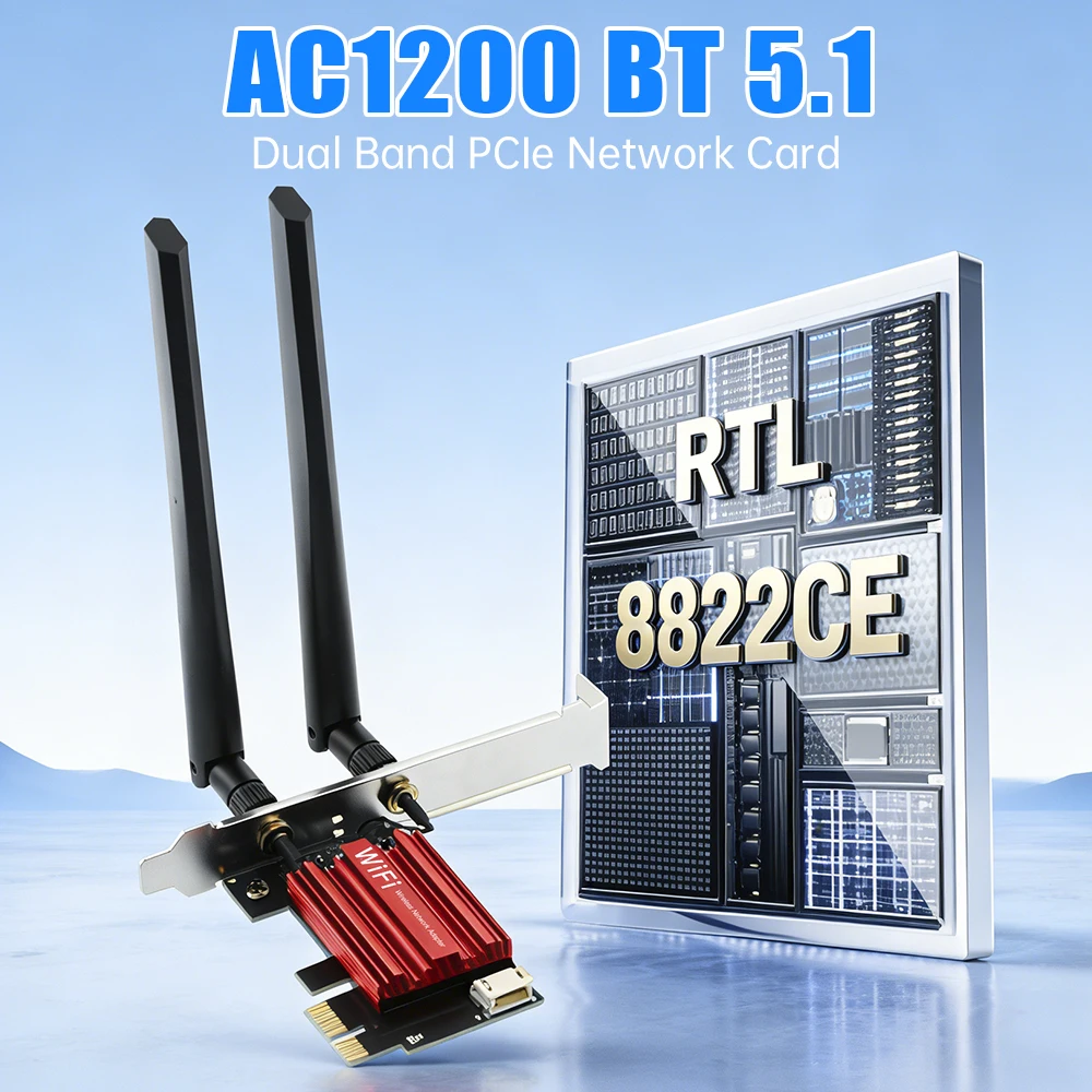 fenvi 1200Mbps WiFi PCIE Adapter Bluetooth 5.1 Dual Band 2.4G/5G AC1200 WiFi5 Wireless Network Card 802.11ac For PC Win 7/10/11
