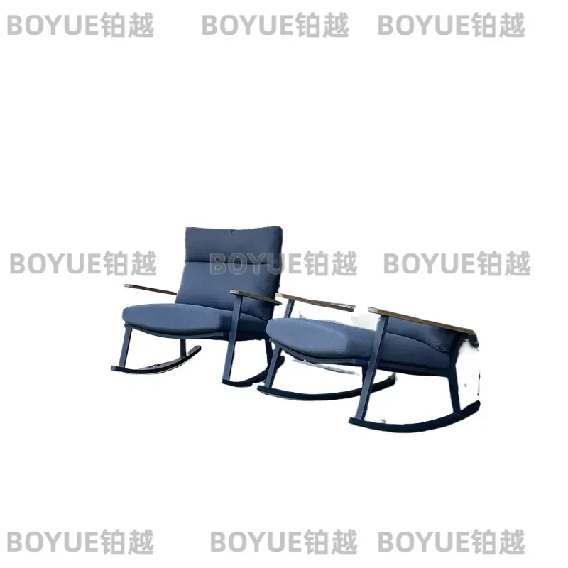 Outdoor Rattan Rocking Chair Aluminum Alloy Recliner for Balcony Patio Garden Leisure Seat Comfortable Swing for Elderly