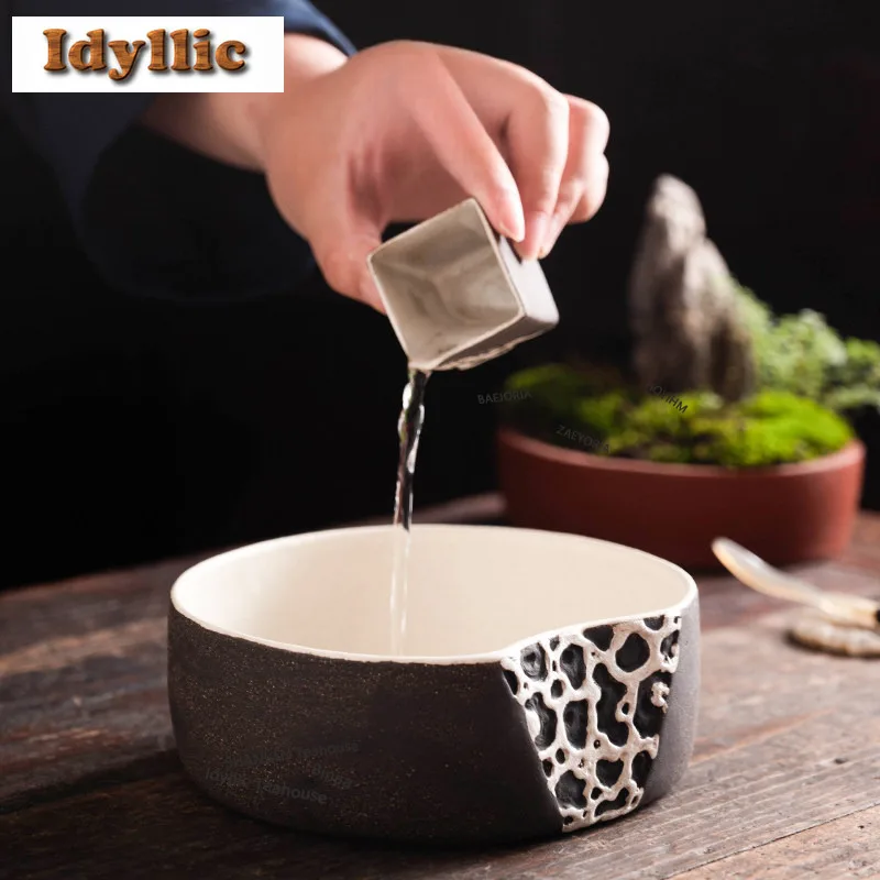HOYIHM Taihu Stone Jianshui Tea Cup Wash Writing-brush Washer Tea Residue Bucket Tea Residue Barrel Household Chaxi Craft Gift