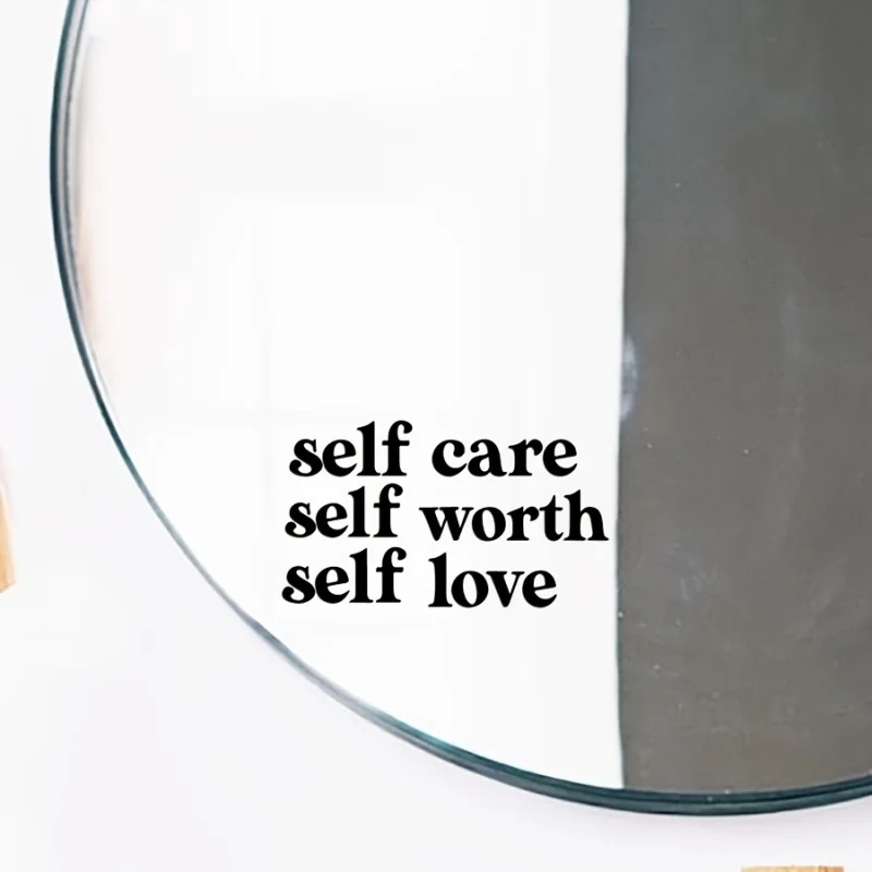 Self-care·Self-Esteem·Self-Love Inspirational Stickers - Modern Glossy Glass/Mirror/Door and Window Adhesive Decoration
