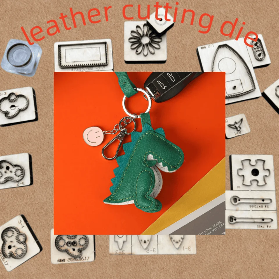 Custom Laser Wood Cutting Die, Cute Cartoon Dinosaur Pendant Mold, Handmade Leather Craft Keychain Tool