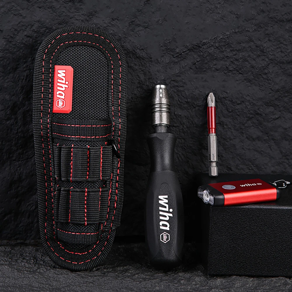 Wiha 80196C Portable Multifunctional Screwdriver Kit, Handle, Tools Bag, HRC 62 Bit, Flashling for Repair Hand Tools