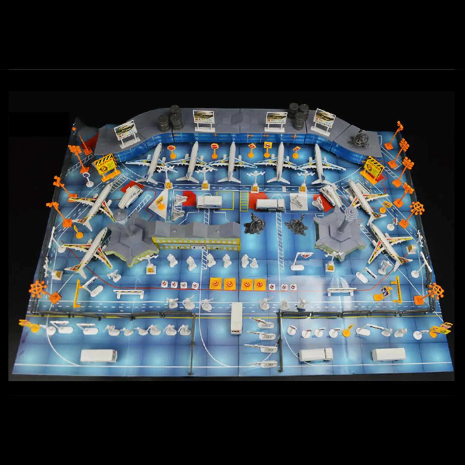 1Set Airport Scene Toy Airport Assembled Toys Simulated Scene Aircraft Model