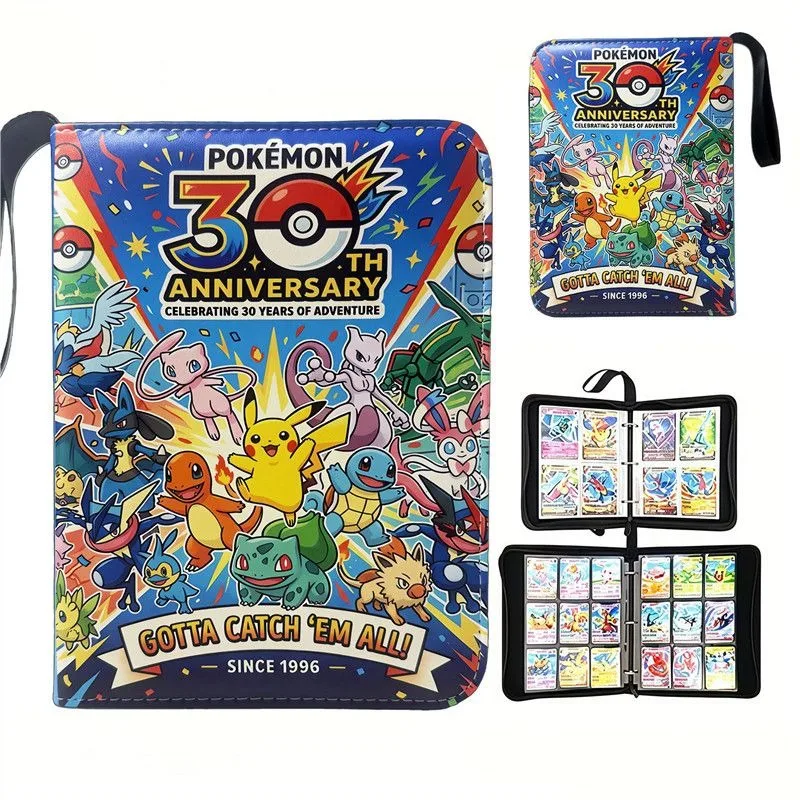 Pokémon 30th Anniversary PTCG Book Deluxe Leather Card Holder Transparent Inner Page with 9 Sections 50 Pages 900 Slots in Stock