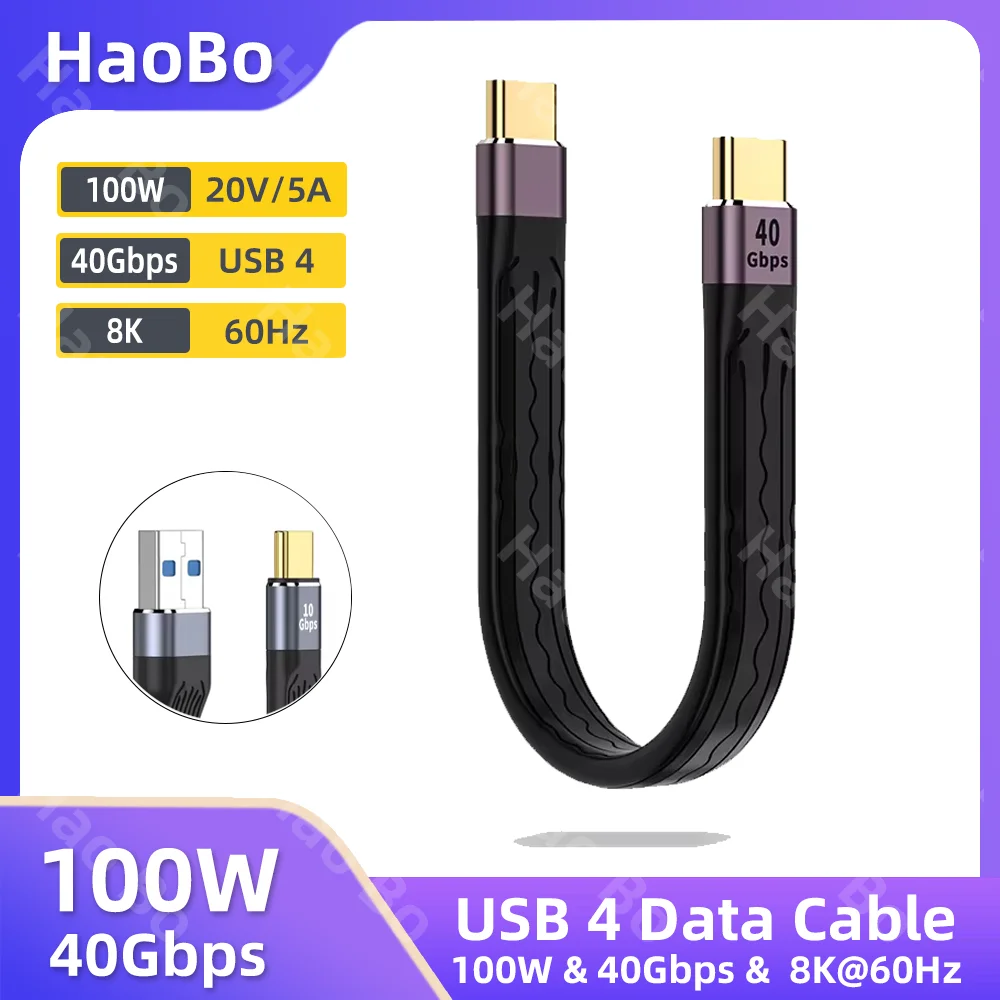 

USB3/4.0 Gen3 Data Cable PD 100W 5A Fast Charging USB C to Type C Cable Thunderbolt 3 4K@60Hz Cable USB Type C 40Gbps Data Cable