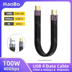 USB3/4.0 Gen3 Data Cable PD 100W 5A Fast Charging USB C to Type C Cable Thunderbolt 3 4K@60Hz Cable USB Type C 40Gbps Data Cable