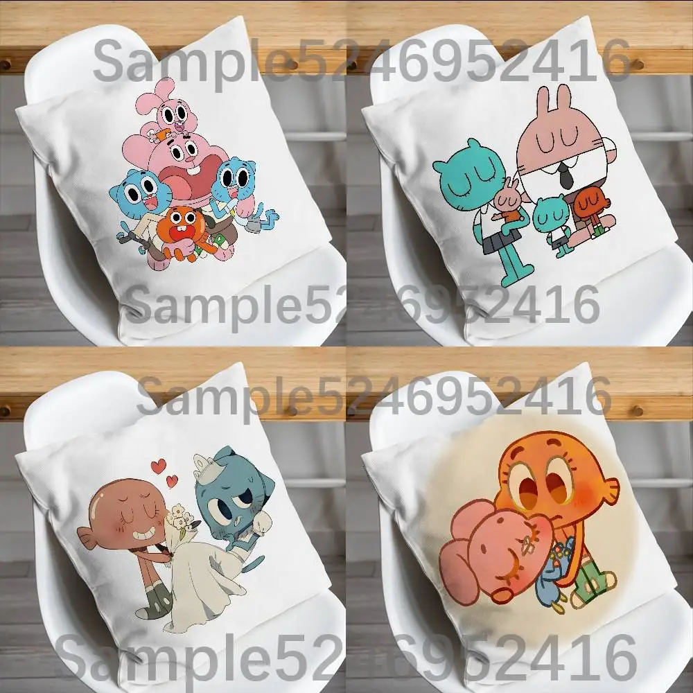 

A-Amazing World of Gumball Pillow Case Short Plush Sofa Decorative Gift Home Double-sided Printing Cushio
