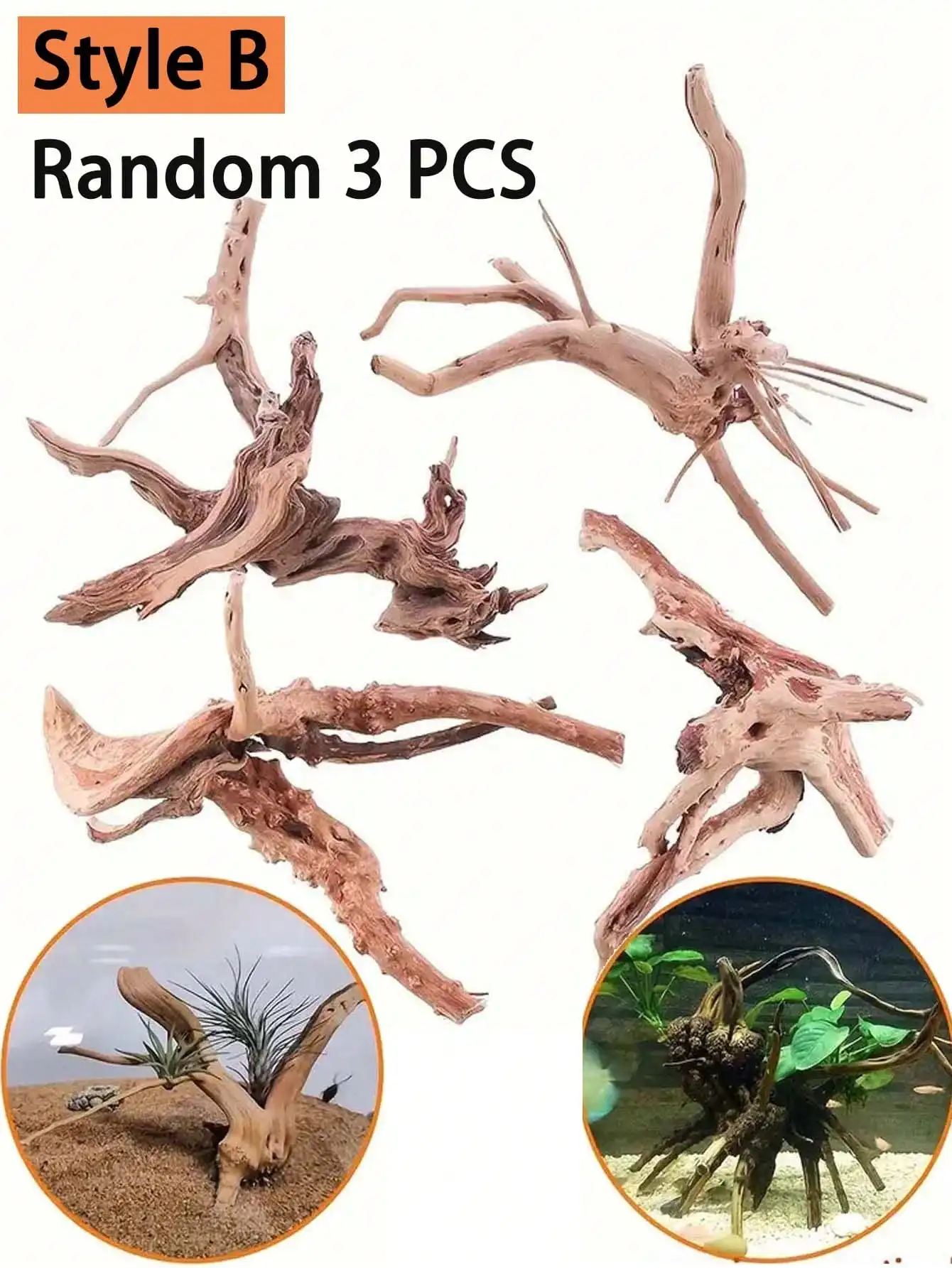 5-10CM Kleine Natürliche Baumstamm Aquarium Dekoration Versunkenes Holz Landschaftsbau Ornamente Dekor Aquarium Ornament Verschiedene Form – Detail 7