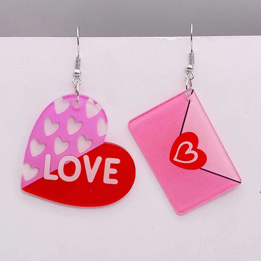 Valentine's Day Earrings Leopard Print Red Heart-shaped Sweet Fun Red Lip Earrings for Women Valentine's Day Jewelry Gifts image 3