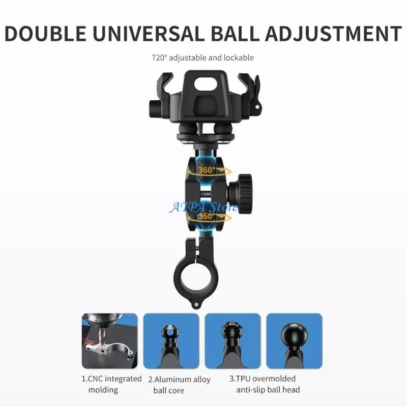 

U13C Motorcycle Phone Holder Anti Theft Bicycles Phone Holder Adjustable Bracket
