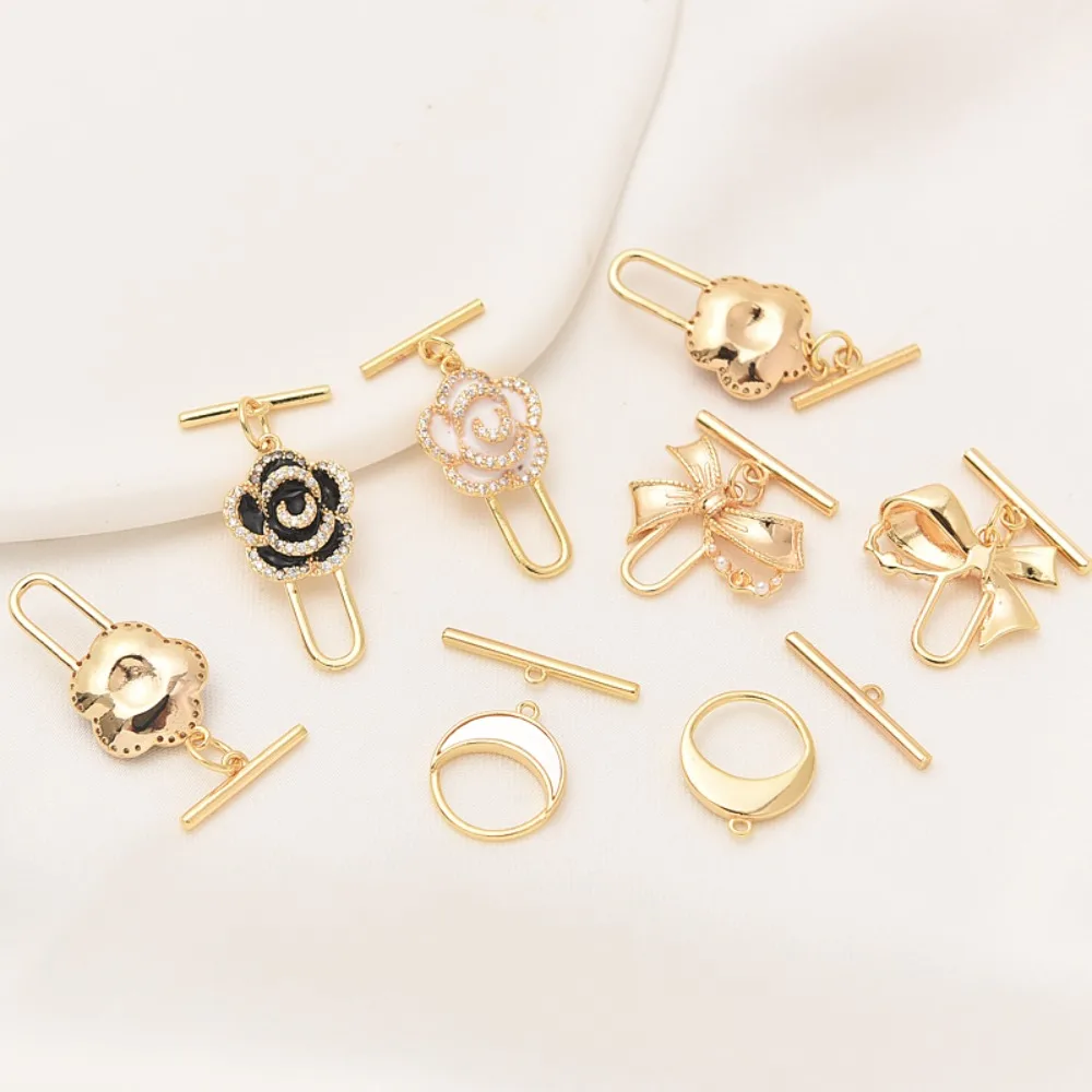 

18-каратное позолоченное микроинкрустированное масляной розовой застежкой OT, жемчужный браслет своими руками, застежка с бантом