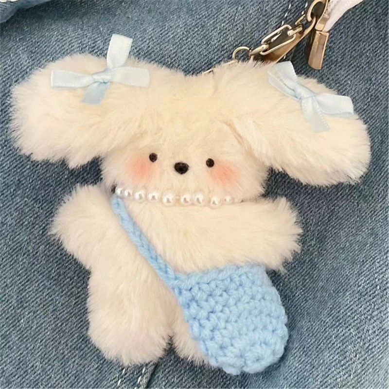 Cute Keychain with Decorative Bowknot Dog Pendant Fashionable Dog Keychain Bag Pendant Stylish Backpack Ornament