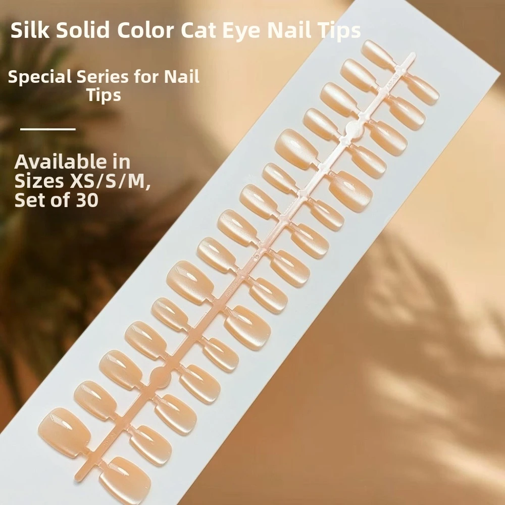 30Pcs Popular Cat's Eye Press On Nails Medium Short Full Cover Nail Tips Handmade Removable Fake Nails for Daily Wear