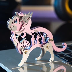 MOKR  Animal Color 3D Metal Puzzle Dream Cat Gift And Toys Puzzle For Kids Adults Learning Education  DIY Jigsaw Model