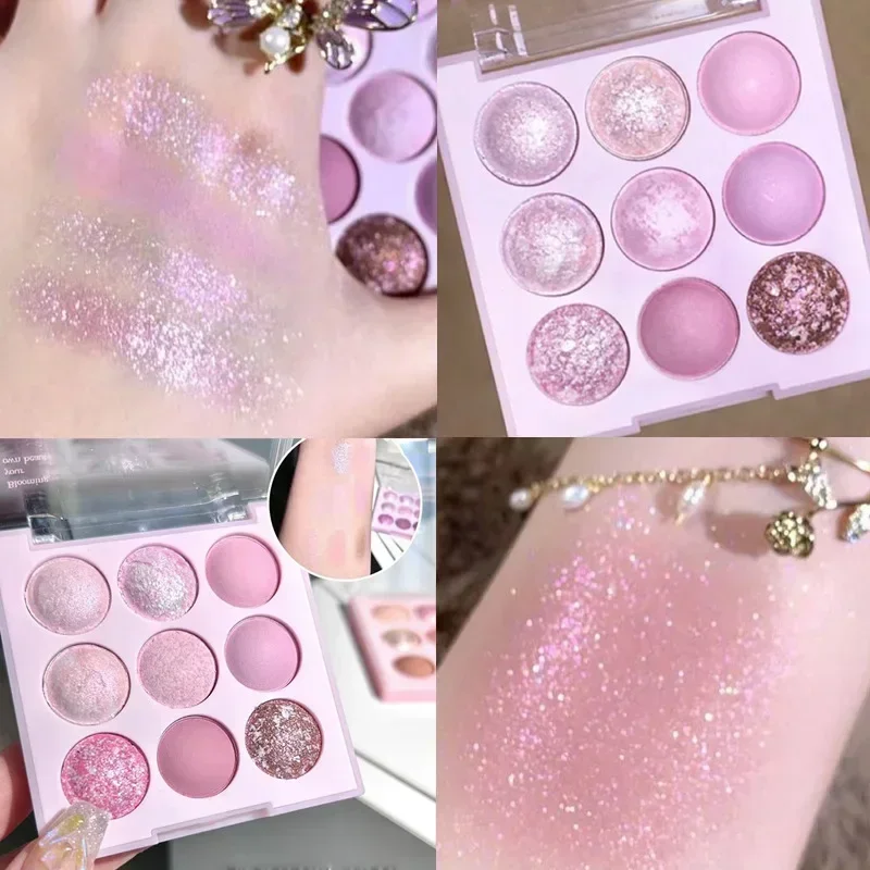 Ice Cream Eyeshadow Palette Korean Eye Makeup Palette Long Lasting Glitter Rose Blush Purple Eye Shadows Korean Women Cosmetics