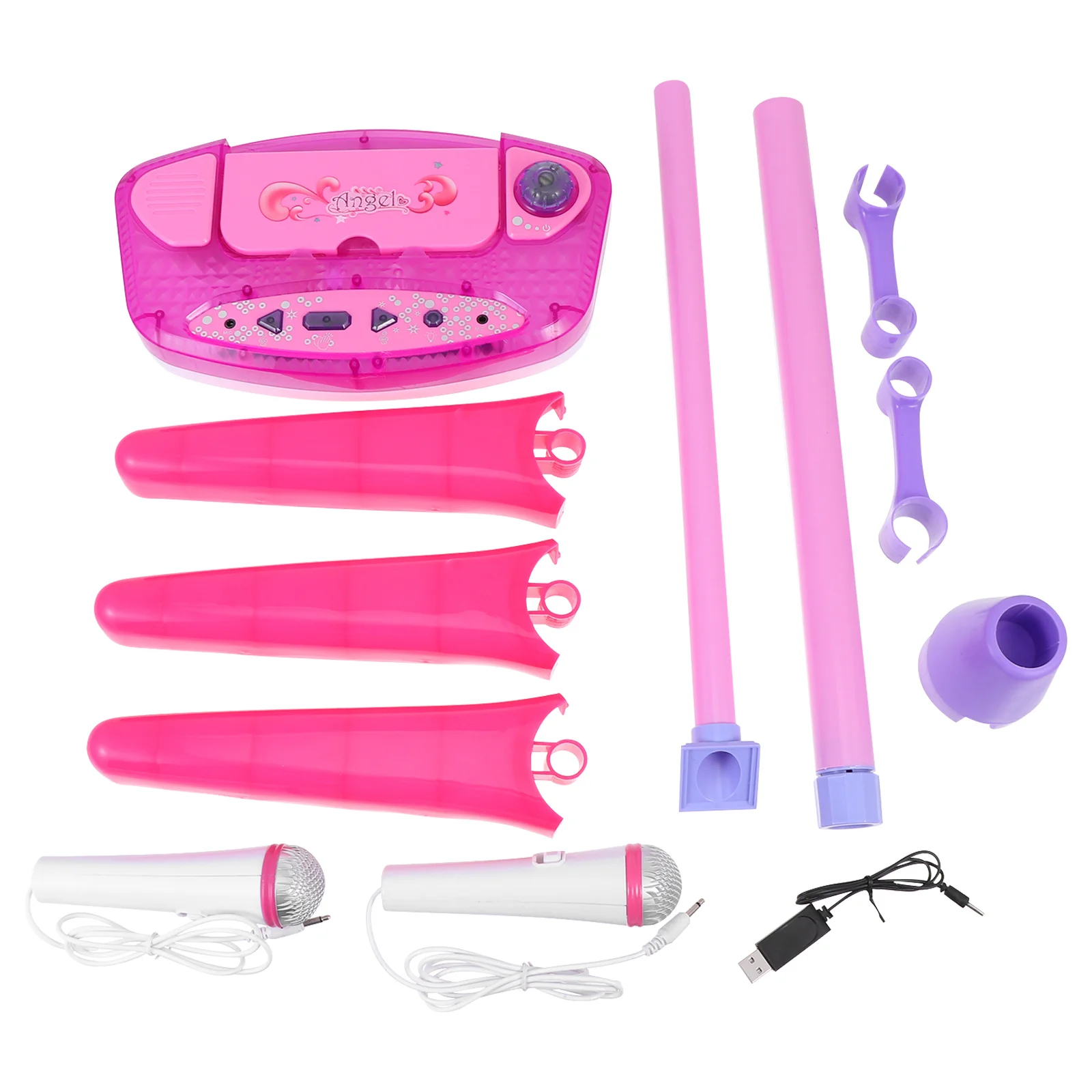 1Set Microfono di simulazione Giocattolo per bambini 3-12 anni Doppio microfono Design Mp3 Connessione Supporto regolabile Regalo per l'apprendimento della musica