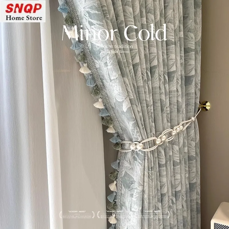 

Luxury Chenille Curtains for Living Room Bedroom Jacquard Senior American Living Room Bedroom Study Blackout Villa European