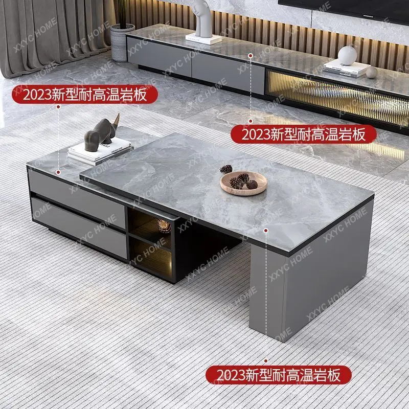 A Slate coffee table simple modern light luxury telescopic bright light living room small apartment household