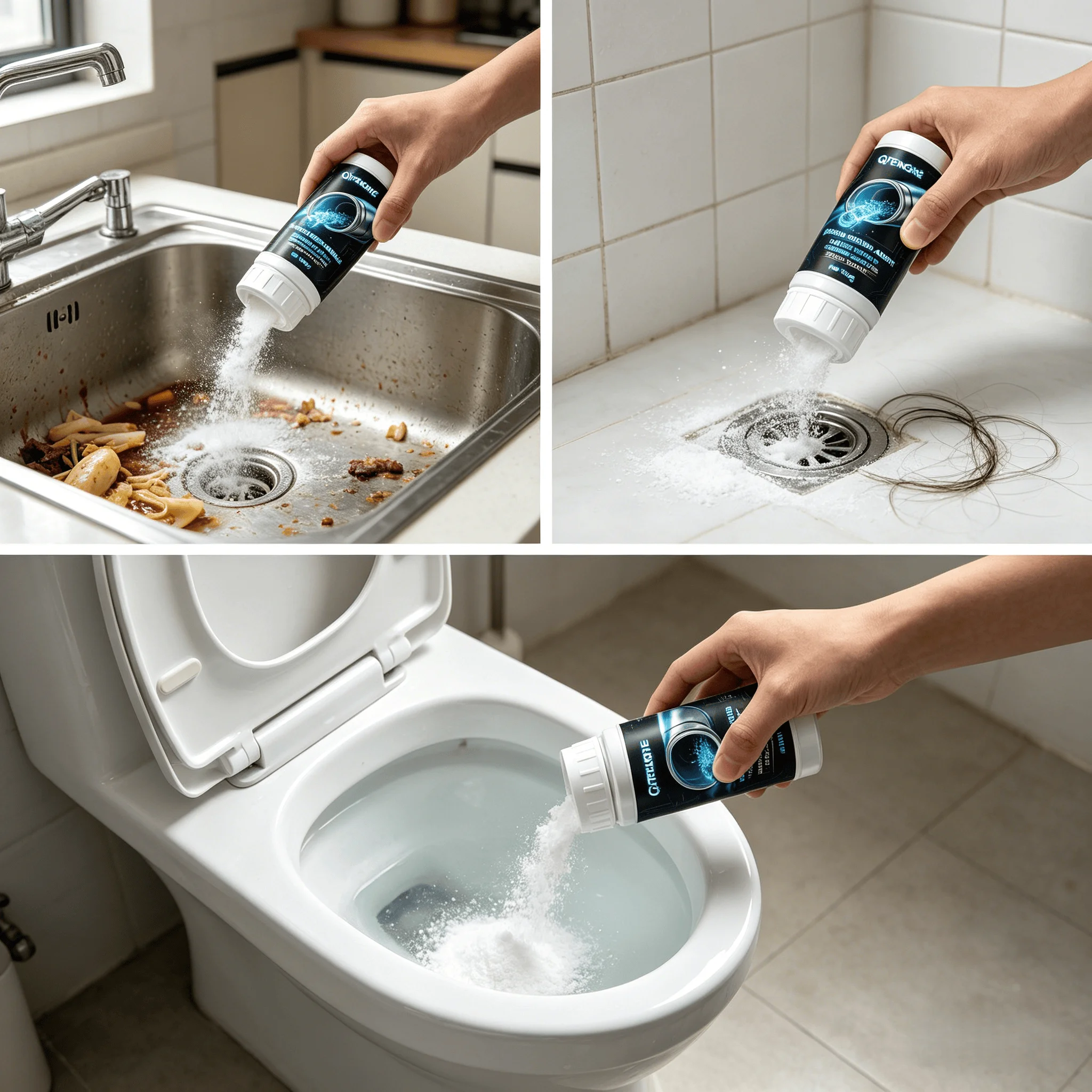 Pipeline Dredge Agent Drain Unblocker, Fast Formula Clears Grease Hair Food Residue, Restores Flow in All Drains