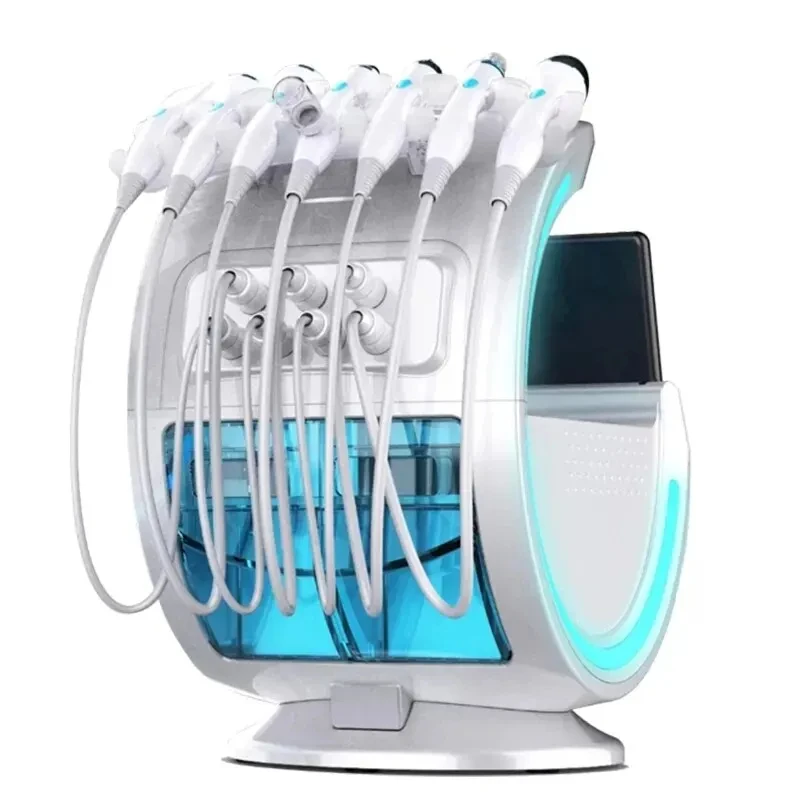 New 7 In 1 Smart Facial Cleansing Skin Analyze Deep Pore Vacuum Hydra Lift Anti-aging Beauty Machine Ice Blue