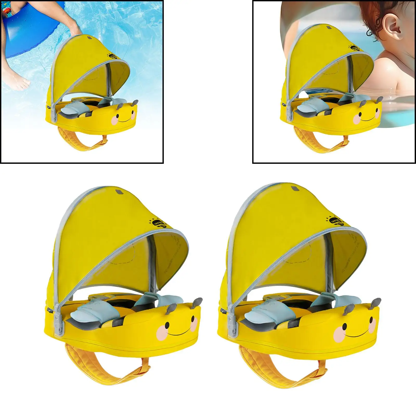 Underarm Swimming Circle Sun Protection Skin Friendly Soft Swimming Pool Toy Float with Canopy Canopy Float Toy for Kids Boys