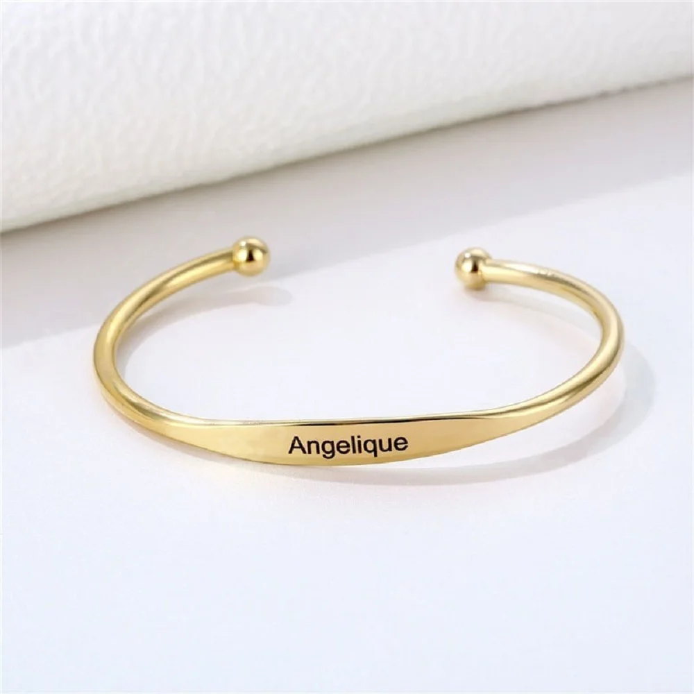 Personalized Stainless Steel Bangle for Men Women Customized Engraved Name Cuff Bracelet Unisex Custom Jewelry Accessories
