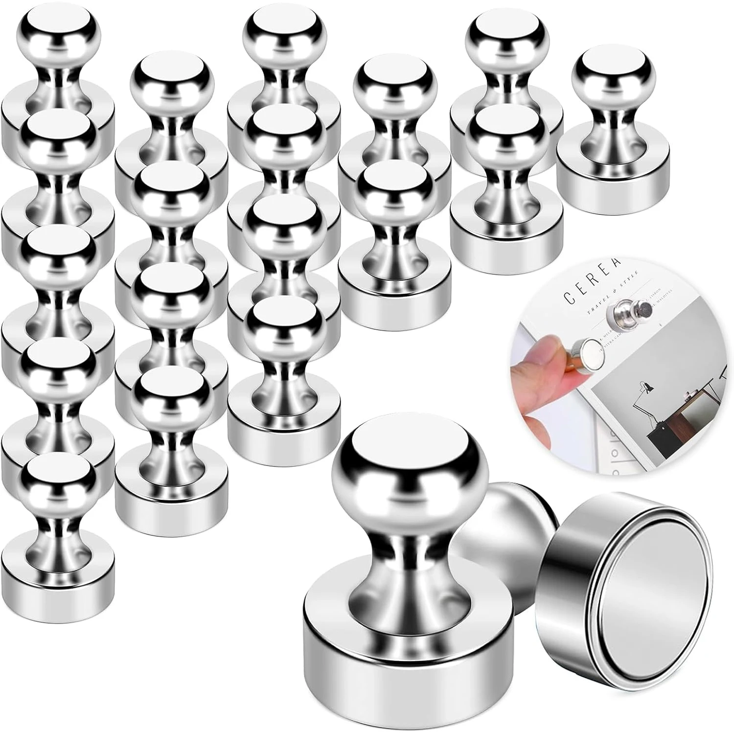 30 Aimants de Réfrigérateur Puissants et Décoratifs pour Tableau Blanc, Classe, Cuisine, Bureau, Calendrier, Clips Magnétiques et Loisirs Créatifs