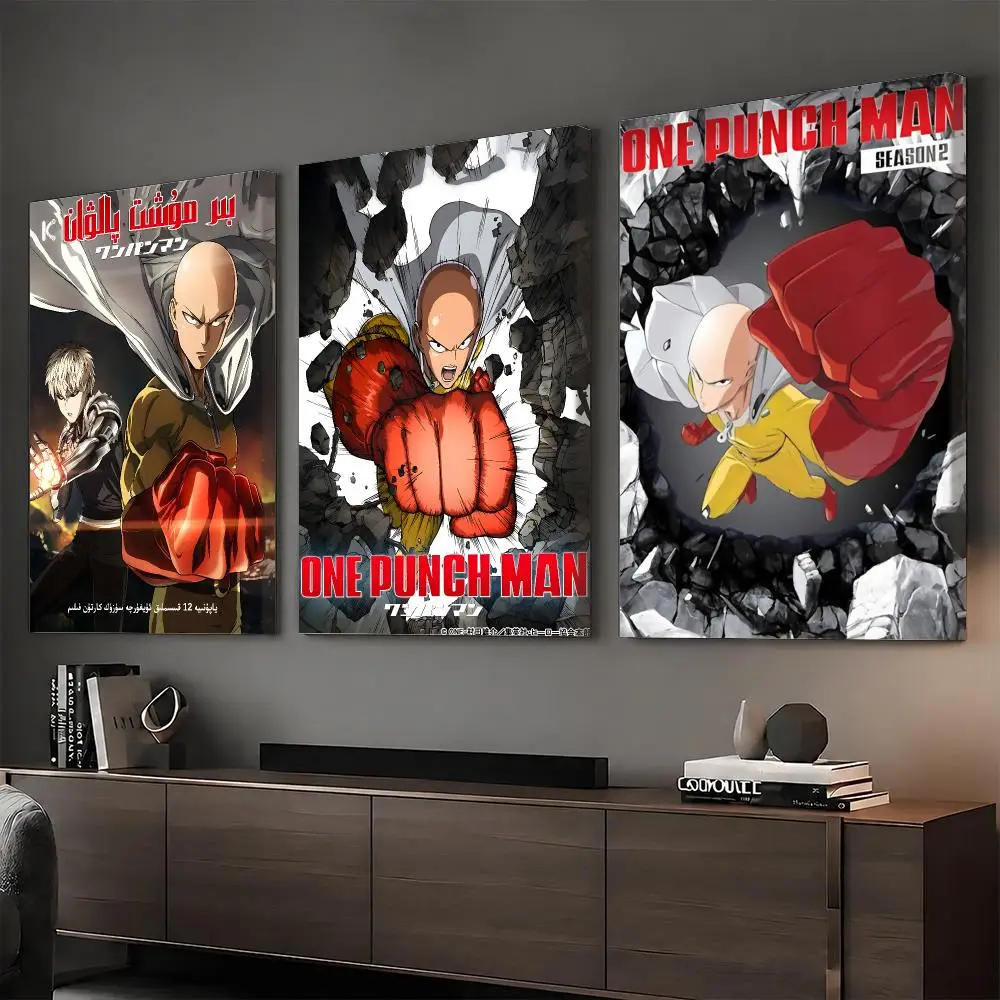 Anime O-One-Punch Man Painting Calligraphy HD Canvas Print Poster Wall Art | Optional Frame | Modern Hallway Decor