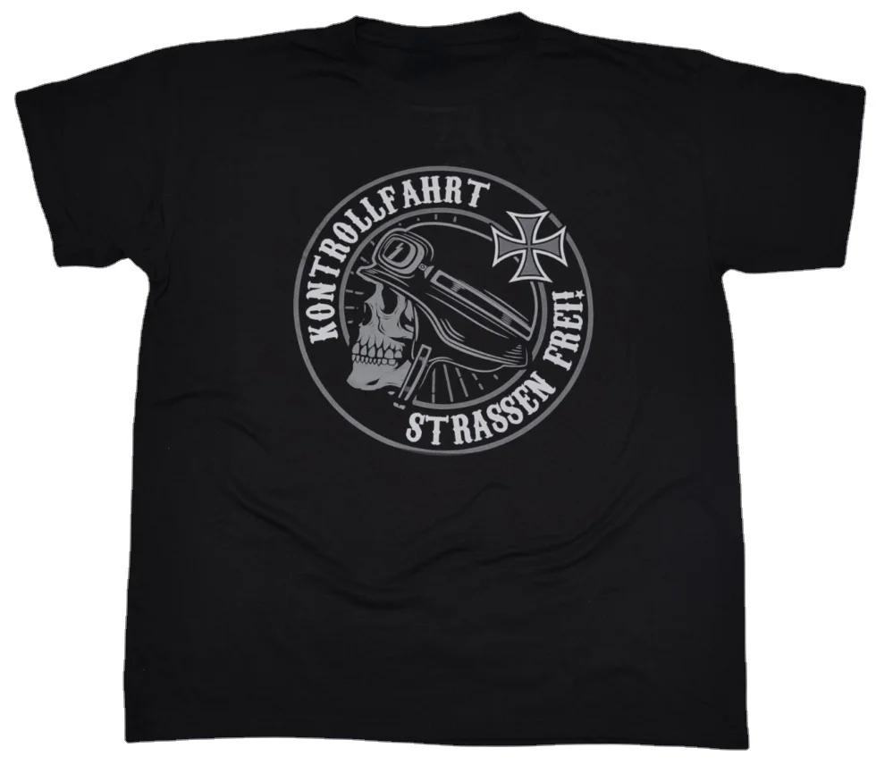 

Kontrollfahrt Strassen Frei! Funny Skull Motorcyclist Seal T-Shirt. Premium Cotton Short Sleeve O-Neck Mens T Shirt New S-3XL