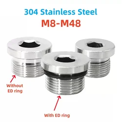 M8 M10 M12 M14 M16~M48 304 Stainless Steel Hexagonal Flange Plug Dull Head Oil Plug ED Sealing Ring Thread Metric Male