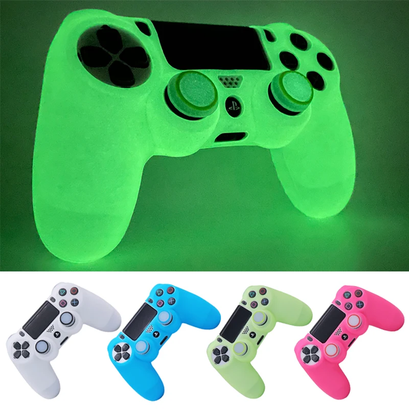 Glow in Dark Games Accessories Gamepad Joystick Case Cover  for PS4 Soft Silicon Case for PS4 Controller Skin Case