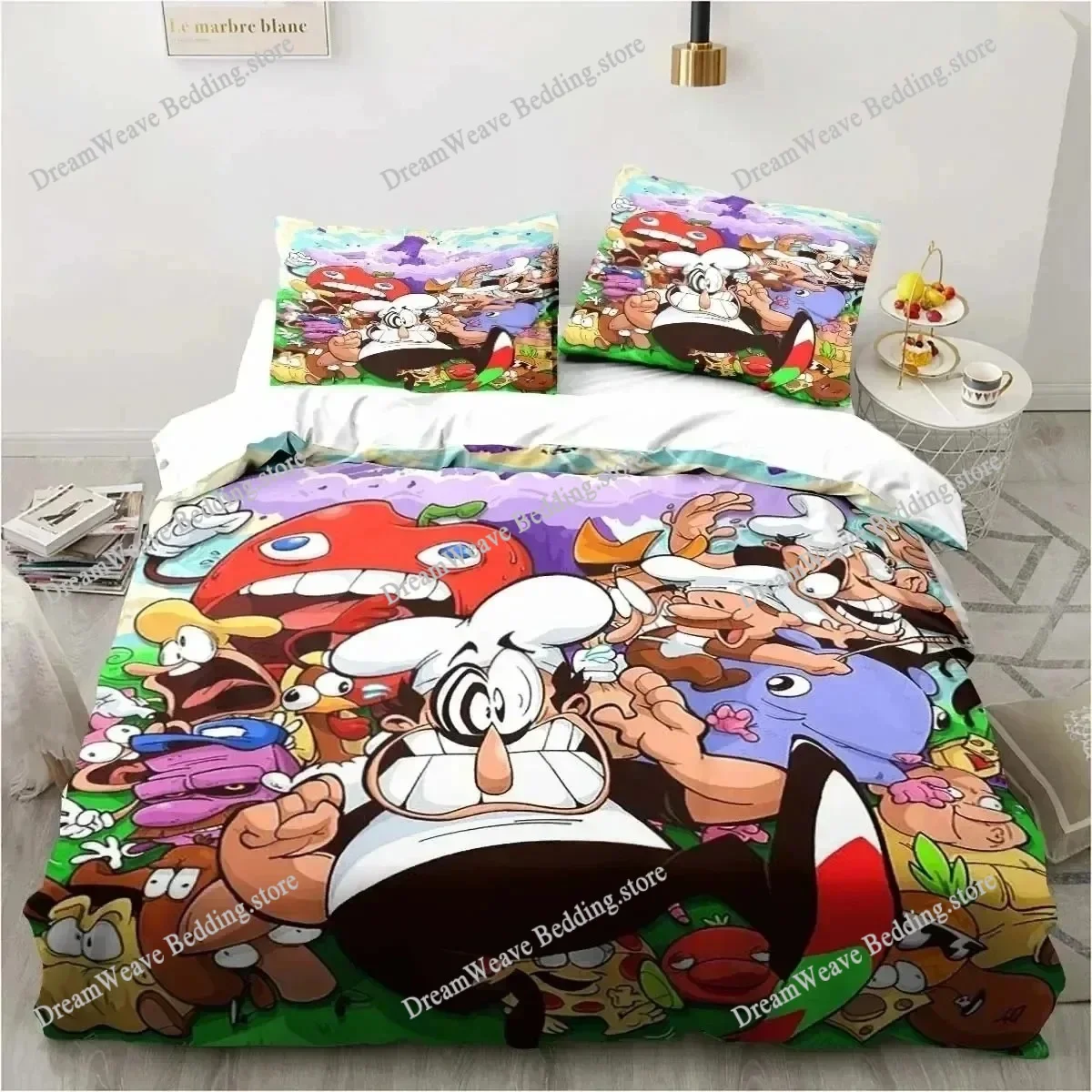 

Pizza Tower Classic Pixel Style Game Bedding Set Duvet Cover Bed Set Quilt Cover Pillowcase Comforter King Queen Size Boys Adult