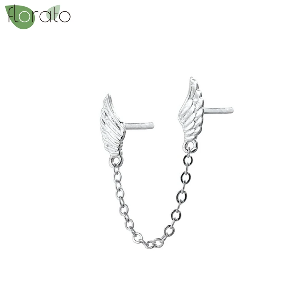 2024 New Double Ear Studs Tassel Chains Hanging Earrings for Women Gold Color Angel Wings Earrings Fashion Piercing Jewelry Gift - view 3