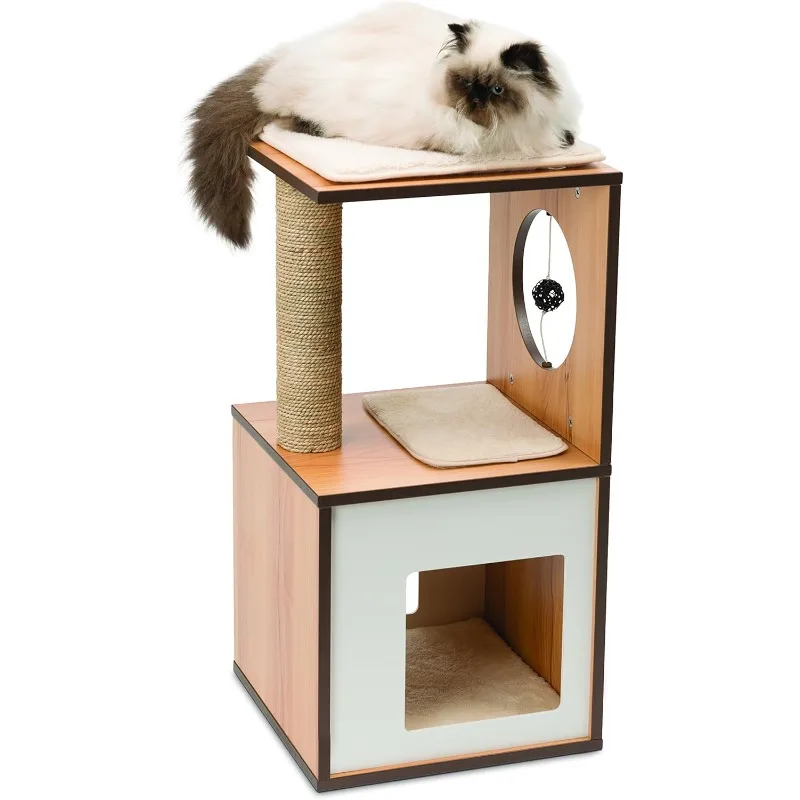 Cat Tree, Box, Small, Walnut, 52075