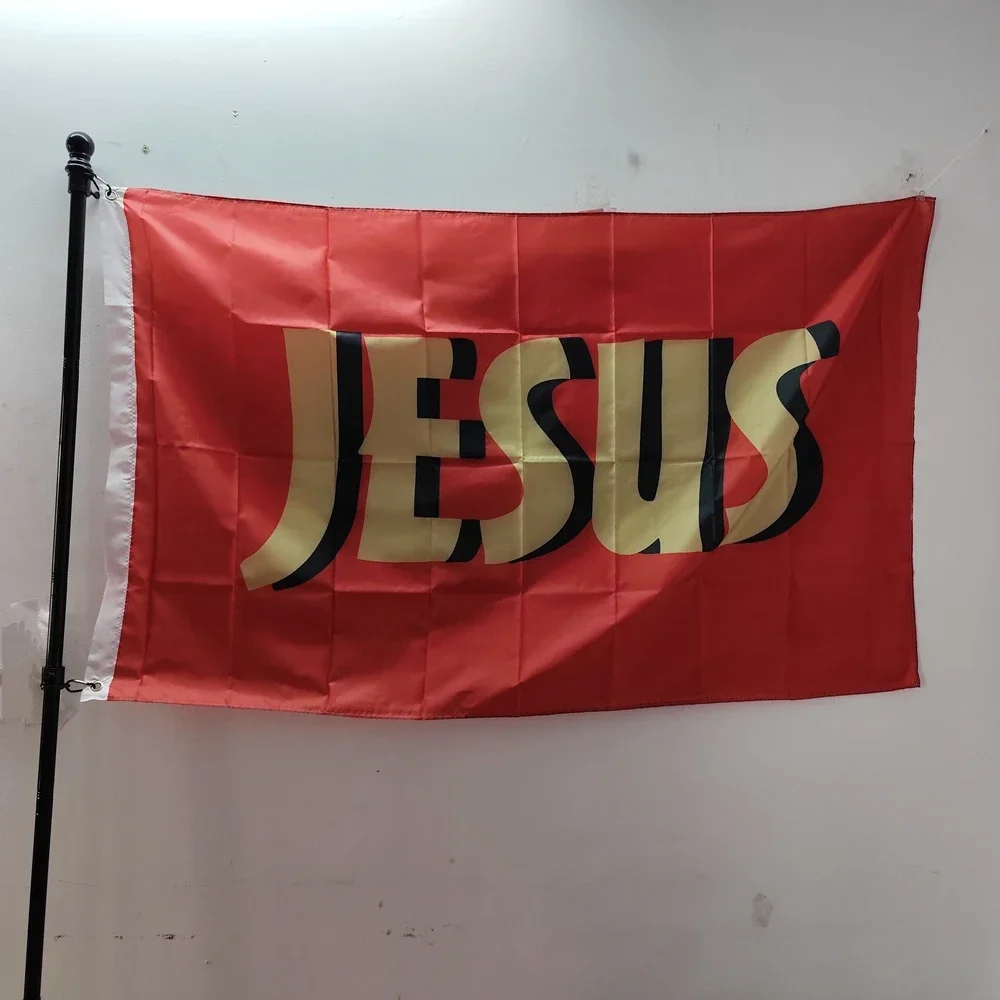

Jesus Polyester Flag 90x150cm Outdoor Home Hanging Banner Religious Decor Weather Resistant