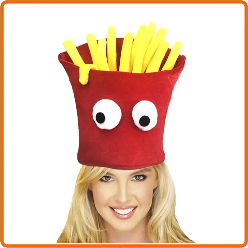 Cosplay Party Funny Fries Hat Carnival Novelty Food Hat Cap Adult Kids Hair Accessories Headwear Headdress Accessories