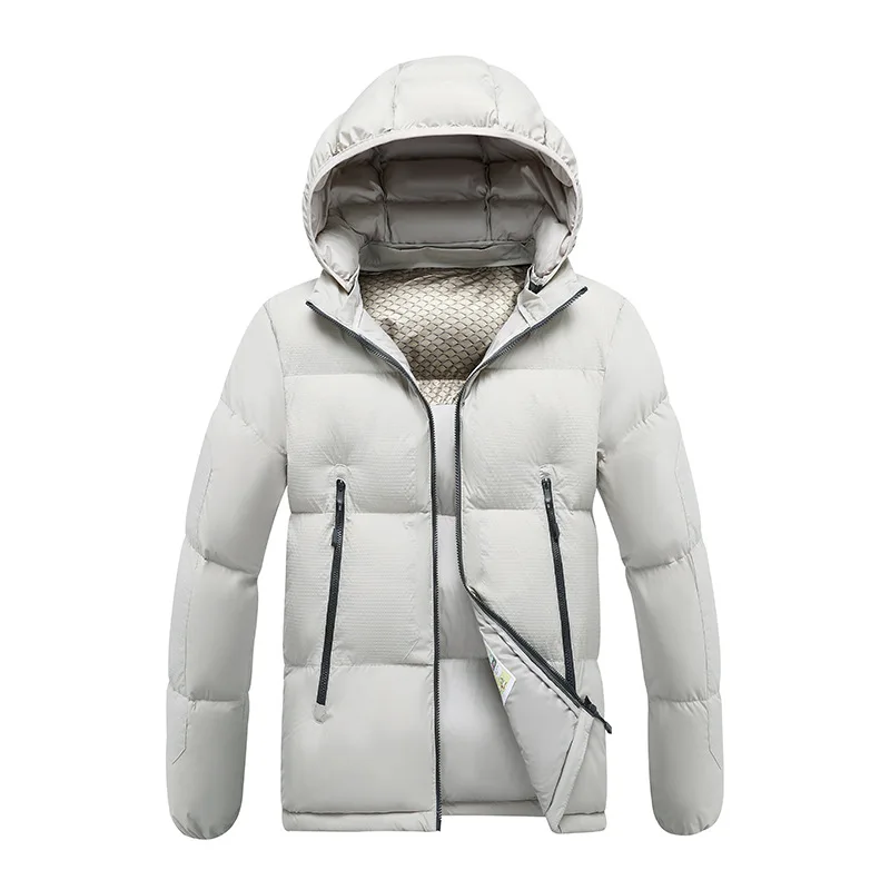 Men Coat Winter Fashion Simple Solid Color Windproof Male Down Jacket Stand Collar Detachable Hooded Long Sleeve Man Outerwear