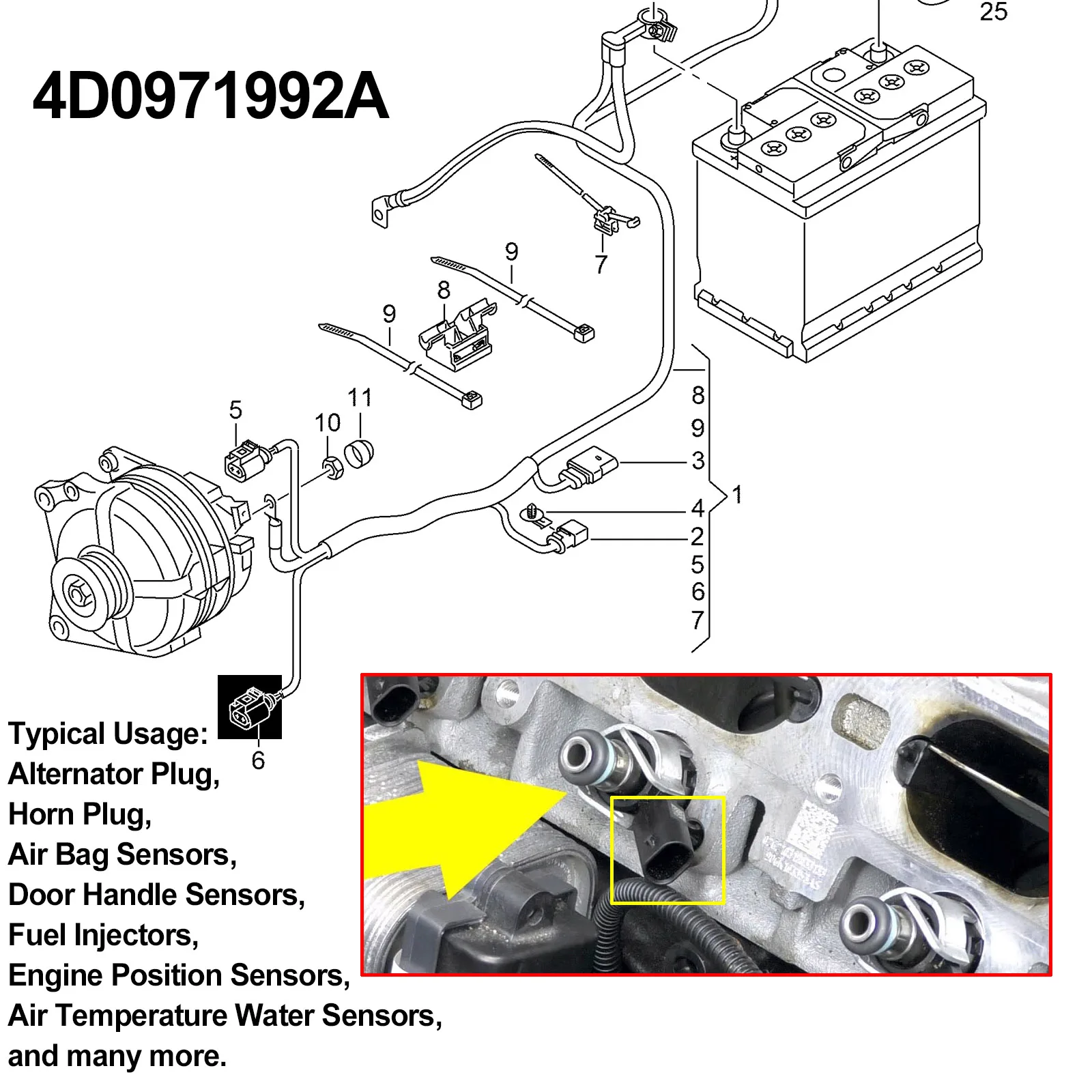 Pair For AUDI VW SKODA SEAT Alternator 2PIN Connector Sealed Female Fuel Injectors Plug Repair Kit Loom socket Wiring 4D0971992